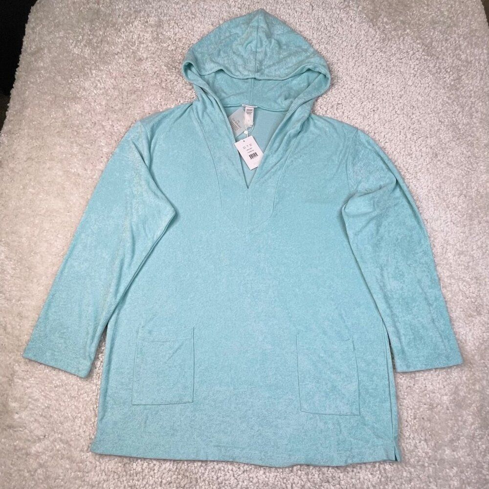 Andie Swim The Hoodie Dress Cover Up Blue Medium NEW
